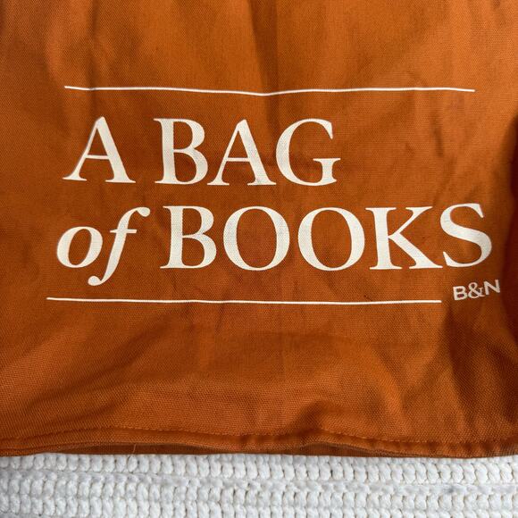 BARNES AND NOBLE Re-Wrap Collab Bag of Books Rust Brown Orange Tote Bag - Picture 2 of 13